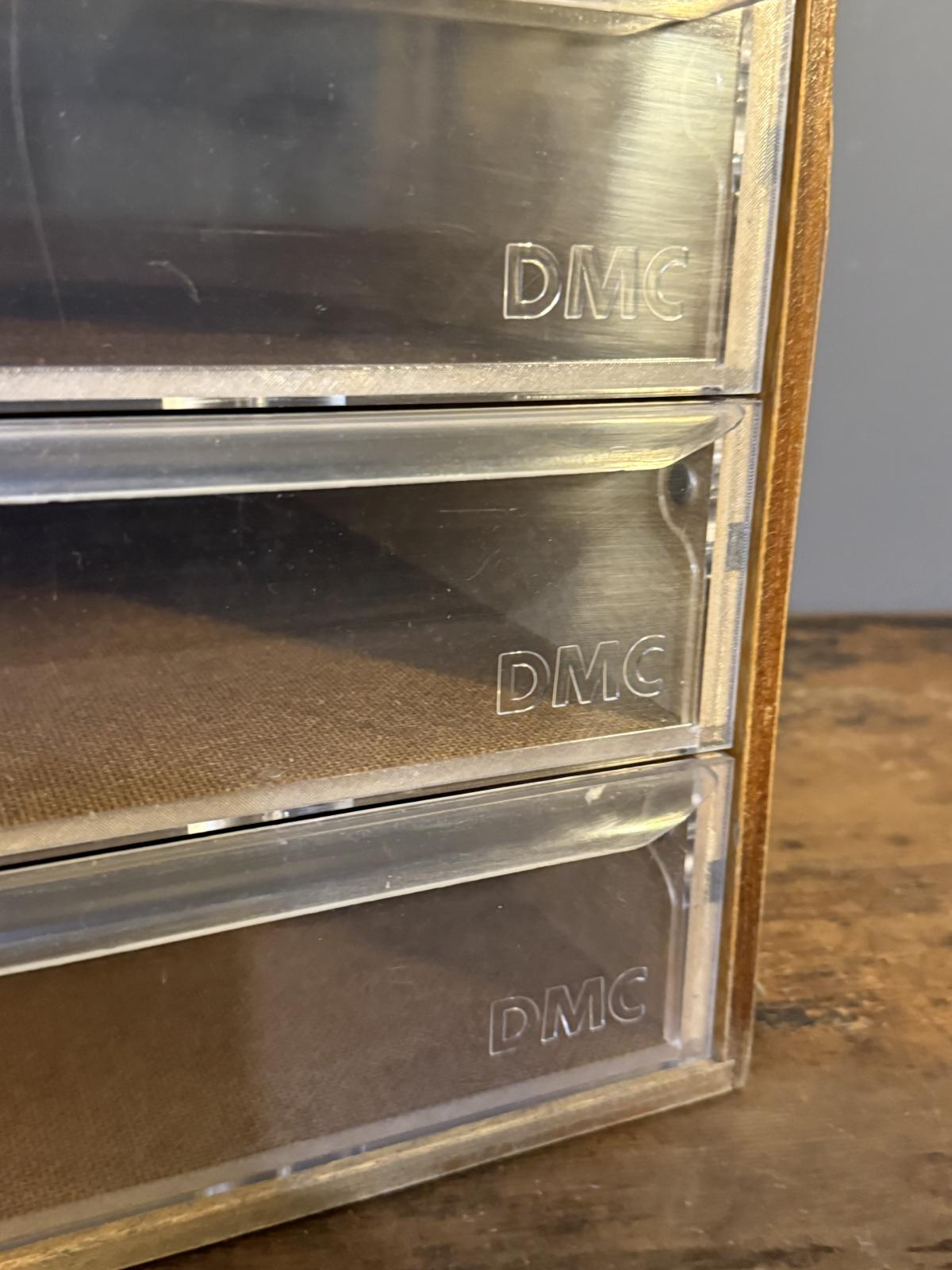 Dulăpior DMC vintage cu 3 sertare din plexiglas, producție franceză anii 1970–1990 – sertar magic București.