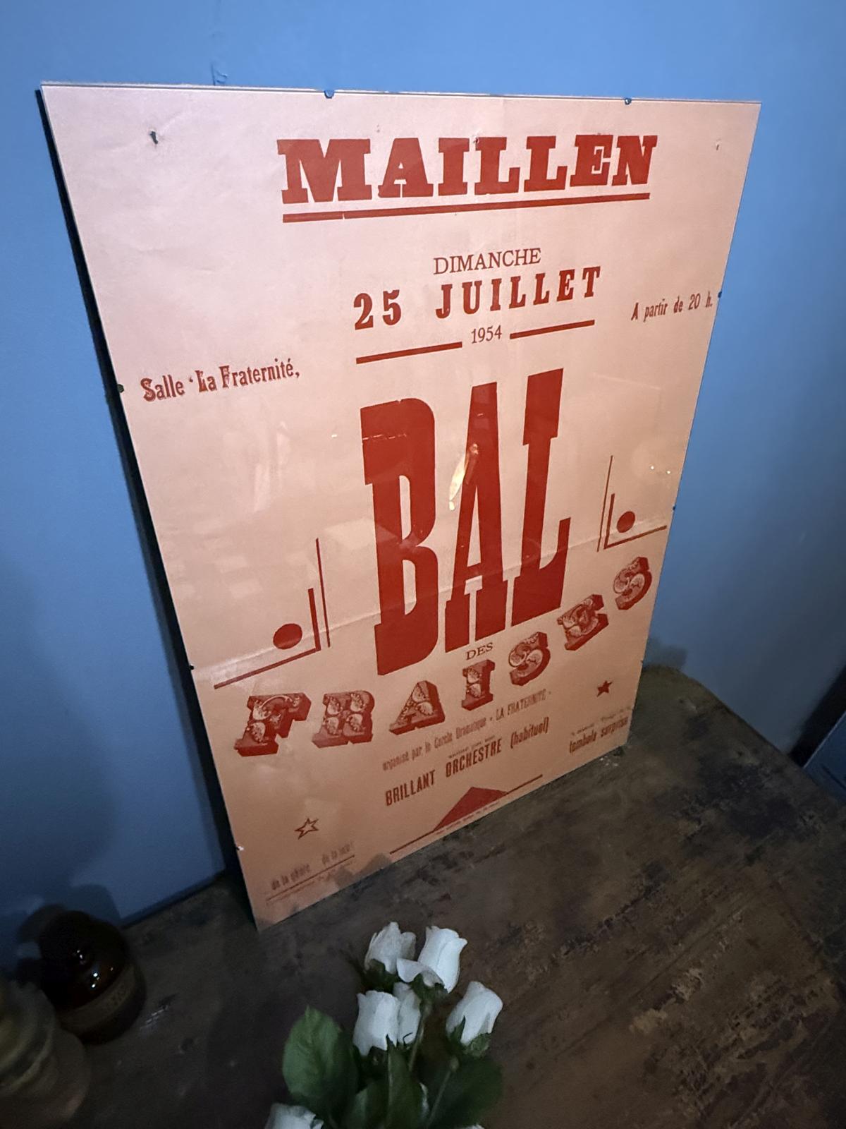 Afiș belgian pentru bal din 1954, grafism tip Art Deco, 50 x 70 cm. sertar magic București antichitati vintage decor design