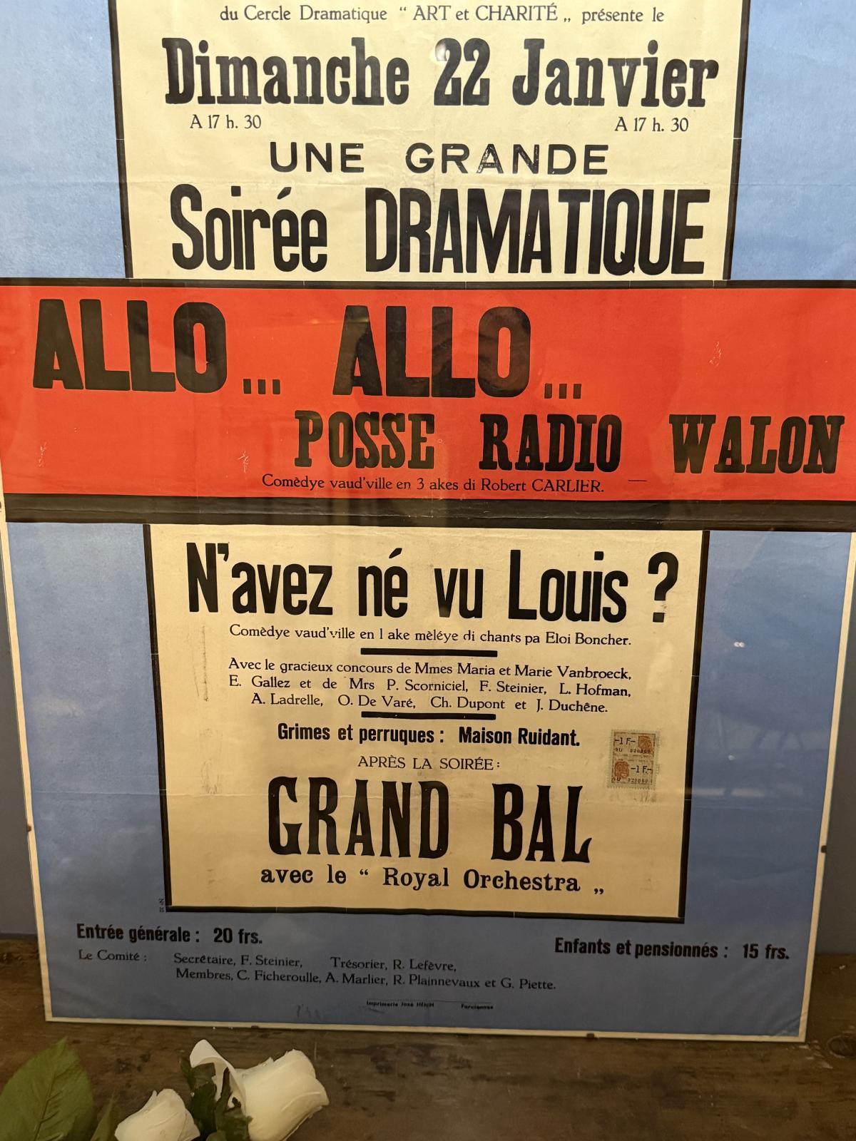 Afiș belgian din Farciennes, 22 ianuarie (an nereprezentat), 50 x 70 cm. sertar magic București antichitati vintage decor design