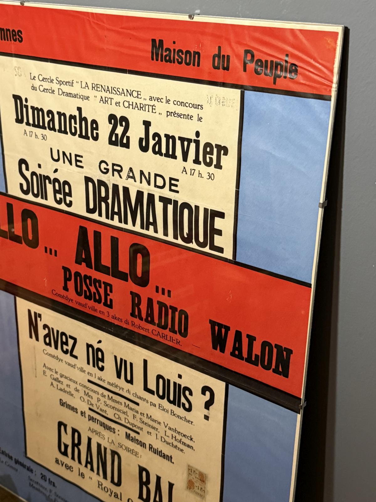 Afiș belgian din Farciennes, 22 ianuarie (an nereprezentat), 50 x 70 cm. sertar magic București antichitati vintage decor design