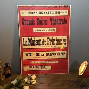 Afiș teatral belgian din 1960, 50 x 70 cm, tipărit original, urme fine de uzură. sertar magic București. antichitati vintage