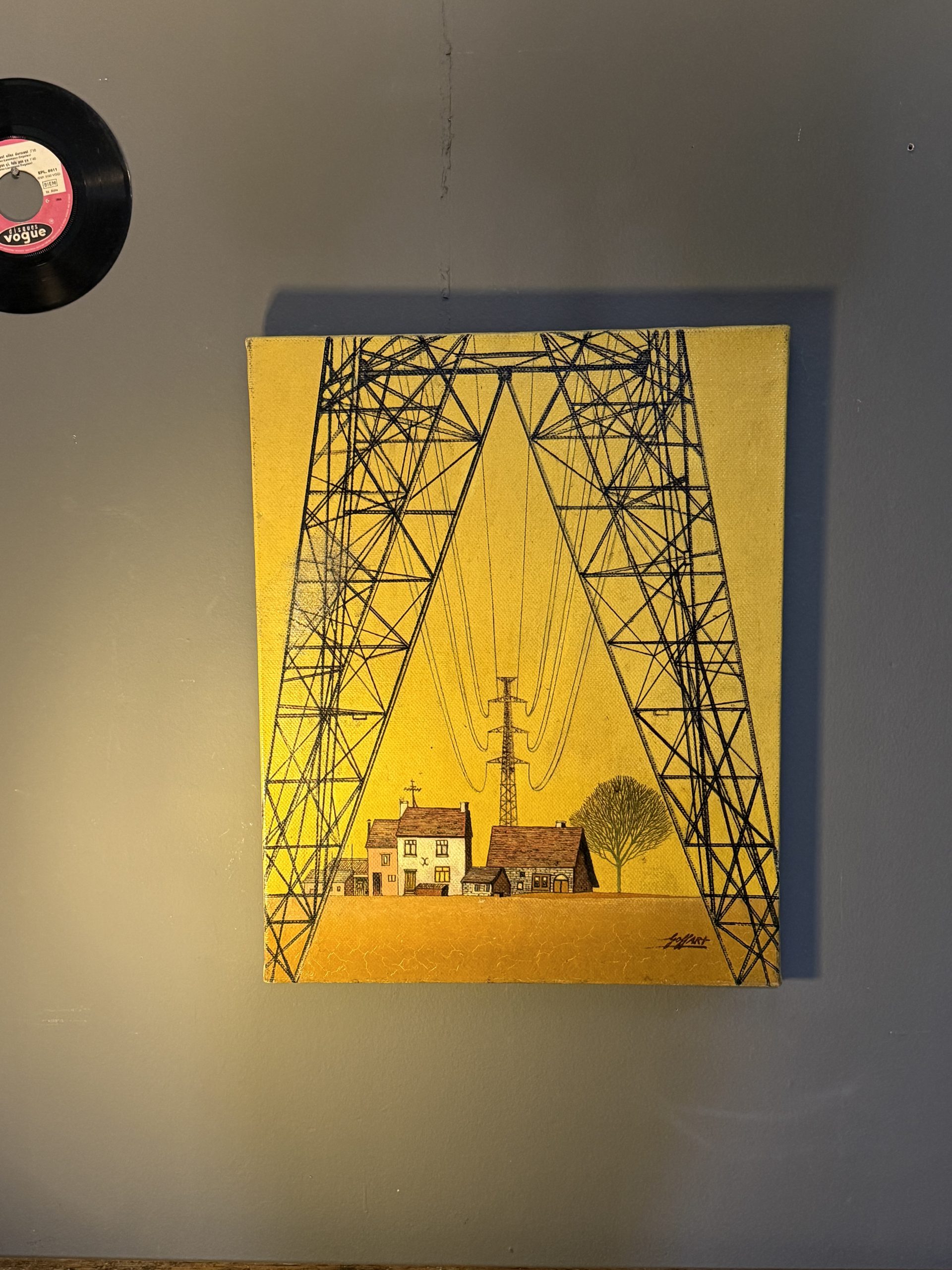 Pictură originală pe pânză de Jean Goffart, intitulată „Configuration erotică”, însoțită de scrisoare manuscrisă explicativă semnată de artist. sertar magic București