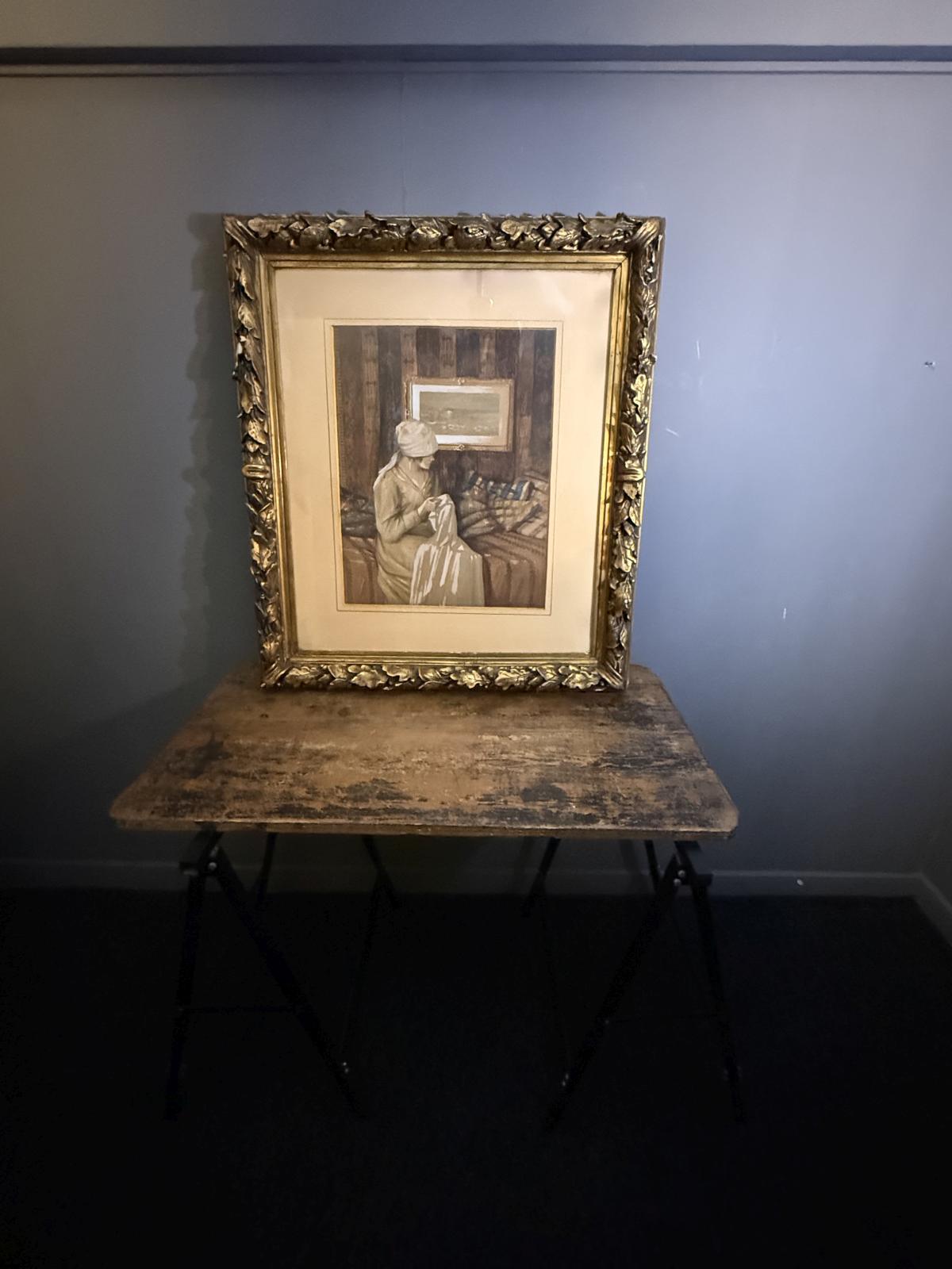 Lucrare figurativă semnată Gheorghe Chirovici, interior oriental, efect de tablou în tablou, prima jumătate a secolului XX. sertar magic București