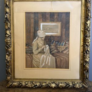 Lucrare figurativă semnată Gheorghe Chirovici, interior oriental, efect de tablou în tablou, prima jumătate a secolului XX. sertar magic București