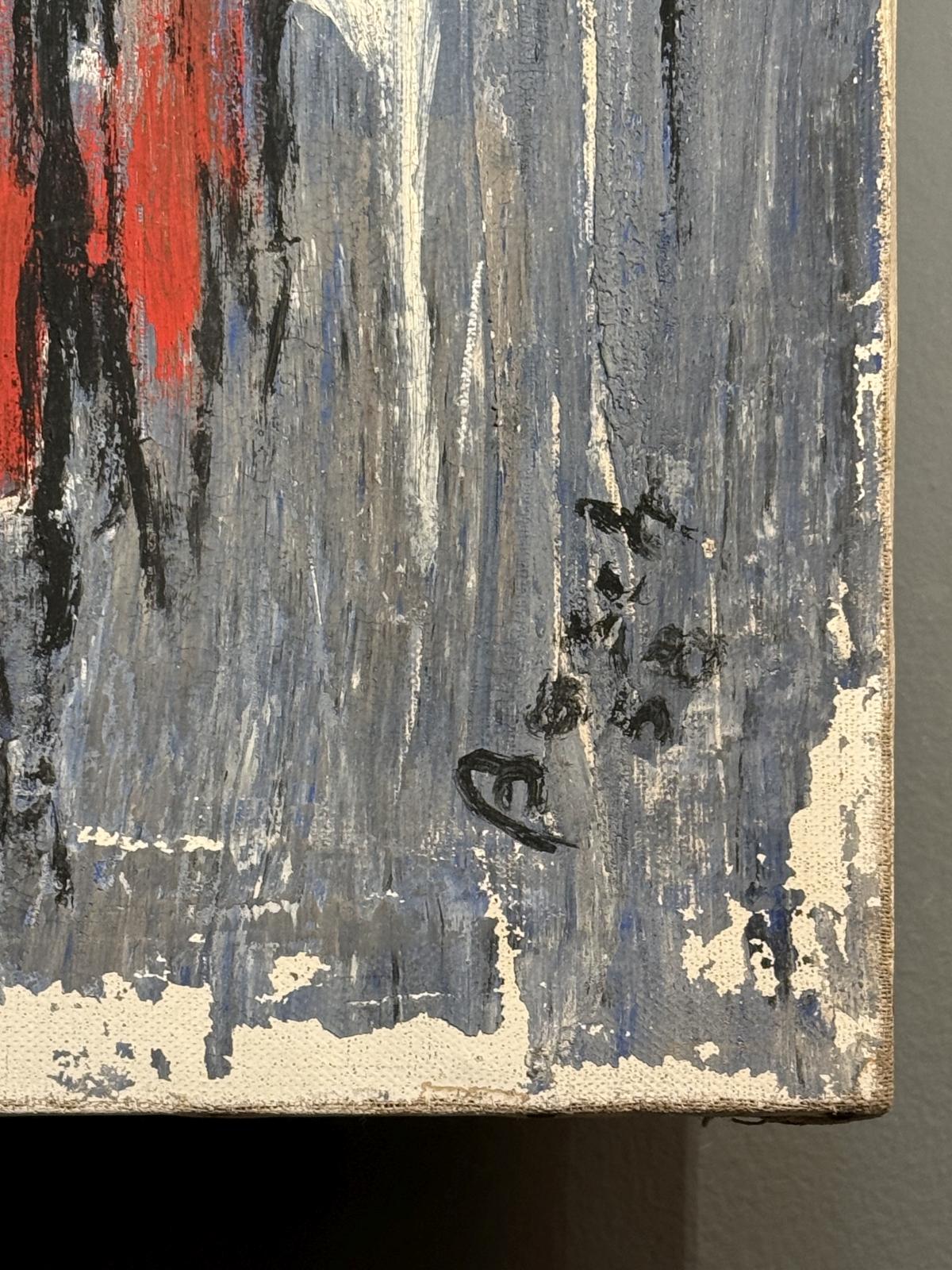 Tablou abstract semnat Bosch, datat 1958, 65 x 82 cm, tehnică mixtă pe pânză, cu patină originală. sertar magic București