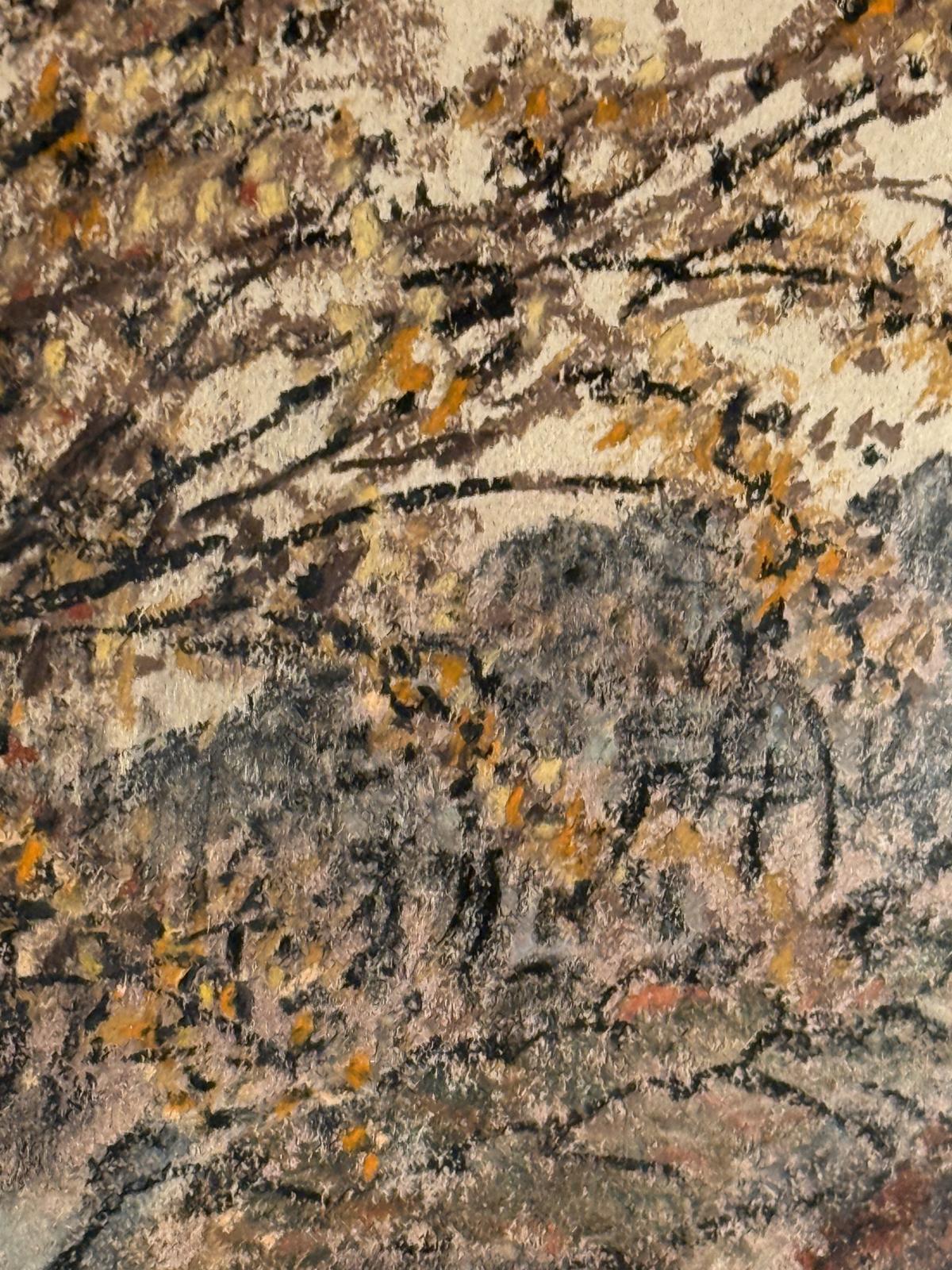 Tablou peisaj realizat în pastel, semnat și datat 1988, format pătrat cu compoziție expresivă. sertar magic București