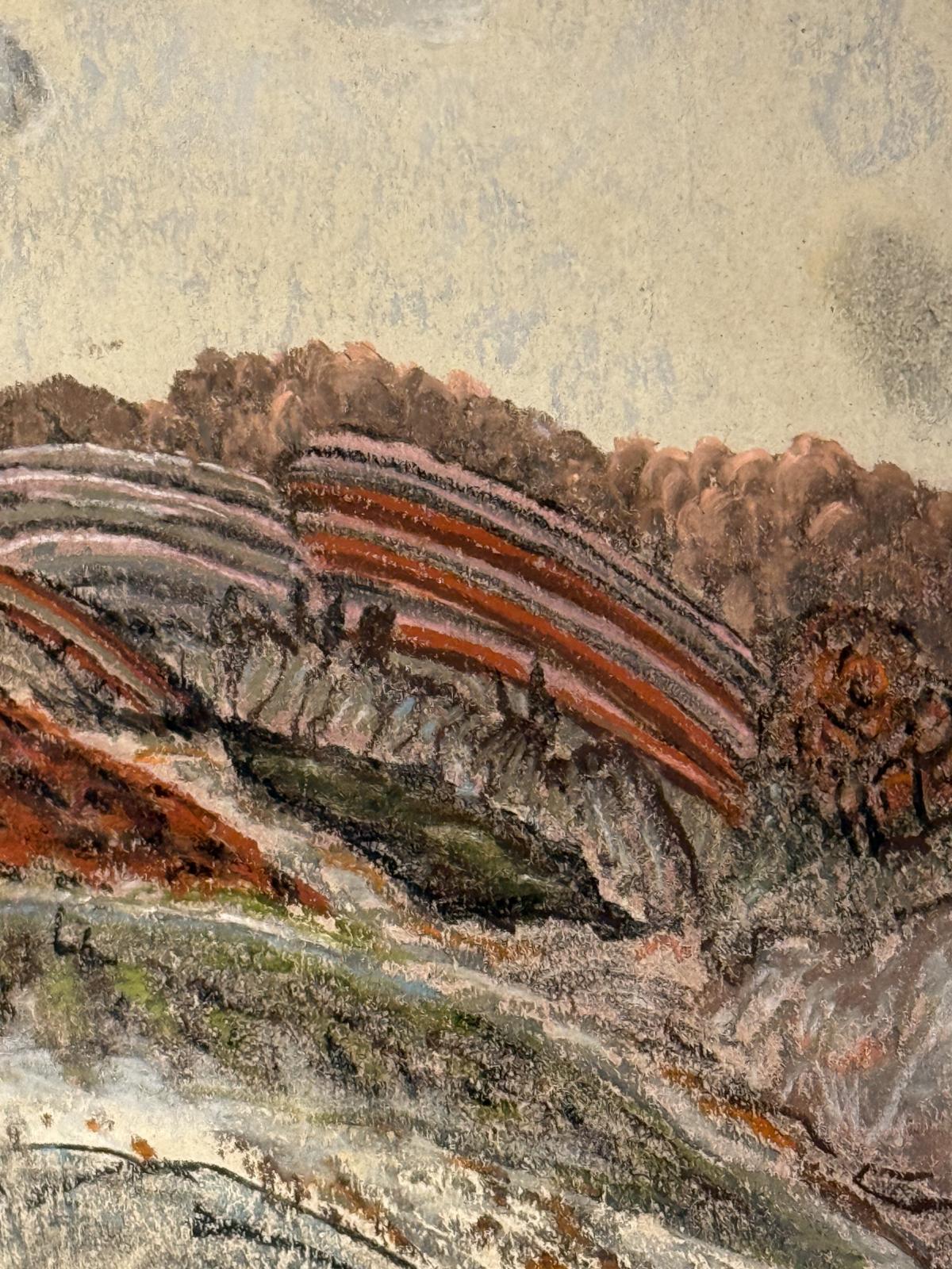 Tablou peisaj realizat în pastel, semnat și datat 1988, format pătrat cu compoziție expresivă. sertar magic București