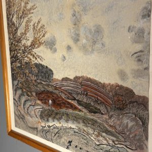 Tablou peisaj realizat în pastel, semnat și datat 1988, format pătrat cu compoziție expresivă. sertar magic București