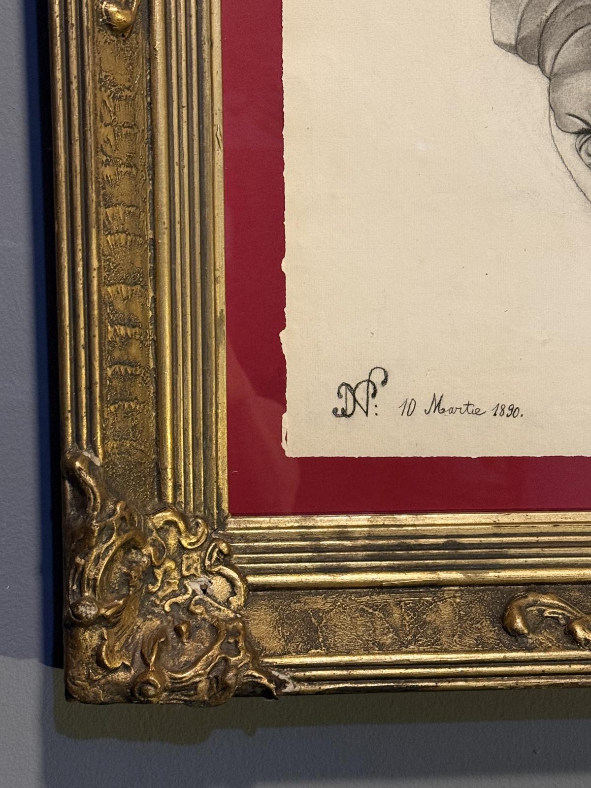 Desen academic realizat în creion și datat 10 Martie 1890, atribuit lui Nicolae Protopopescu-Pake. Ramă aurită de mari dimensiuni. Sertar Magic București.