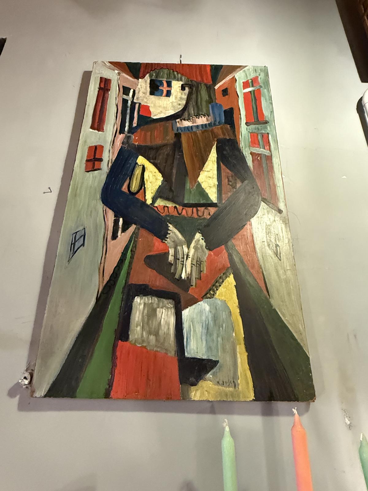 L’Extra-Lucide”, pictură modernistă semnată și datată septembrie 1957, cu influențe cubiste și expresioniste. bucuresti sertar Magic