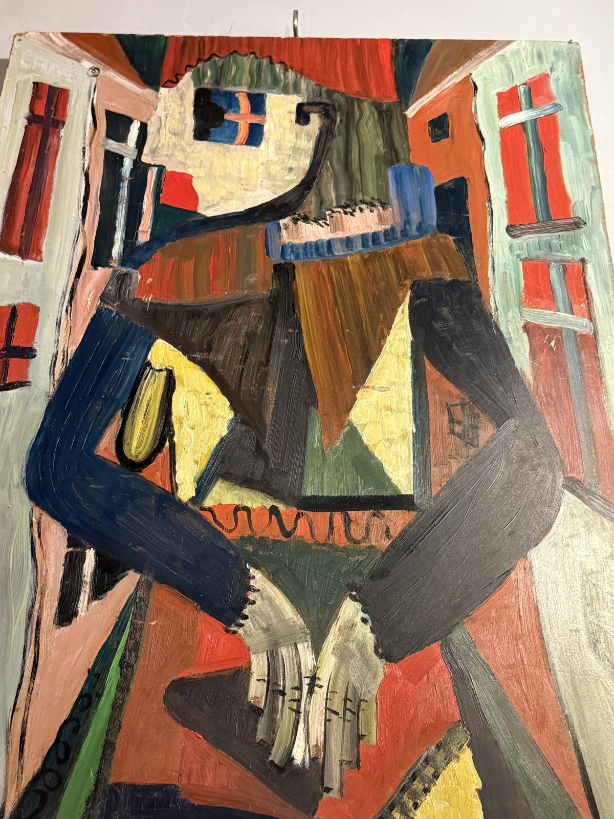 L’Extra-Lucide”, pictură modernistă semnată și datată septembrie 1957, cu influențe cubiste și expresioniste. bucuresti sertar Magic