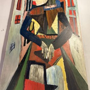 L’Extra-Lucide”, pictură modernistă semnată și datată septembrie 1957, cu influențe cubiste și expresioniste. bucuresti sertar Magic