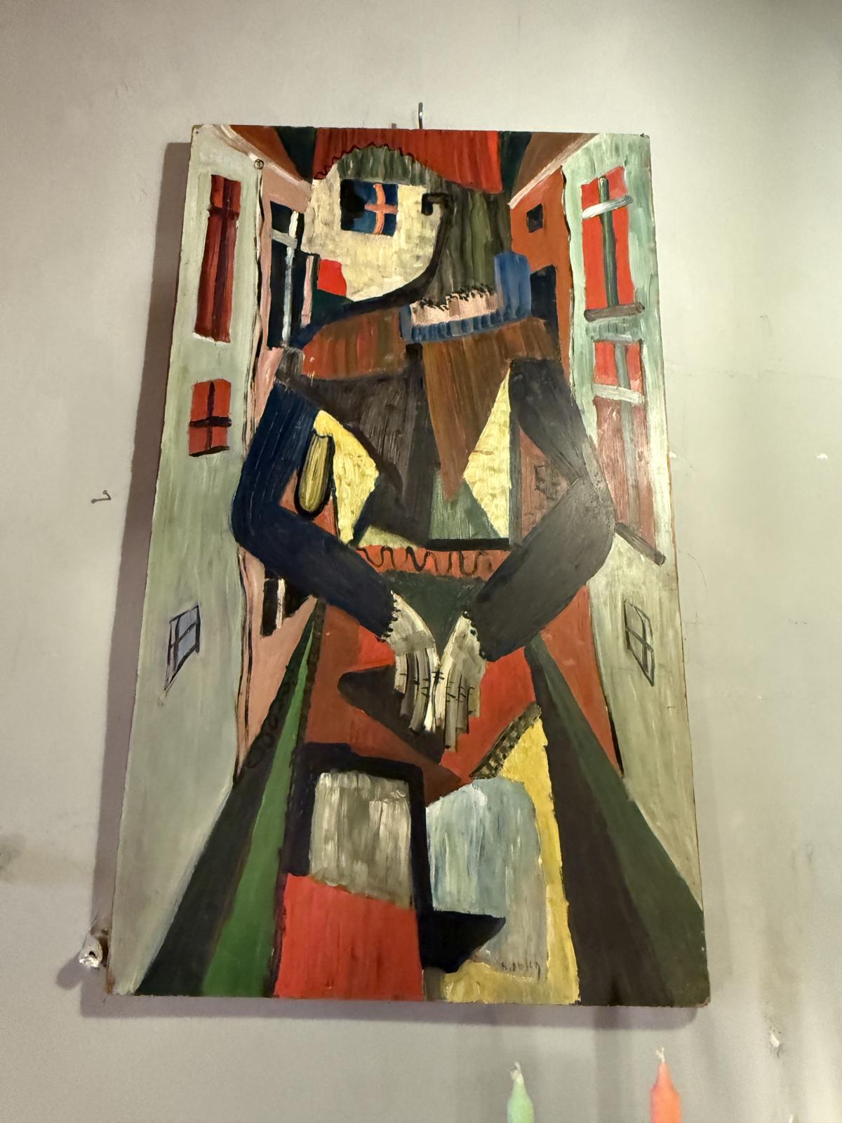 L’Extra-Lucide”, pictură modernistă semnată și datată septembrie 1957, cu influențe cubiste și expresioniste. bucuresti sertar Magic