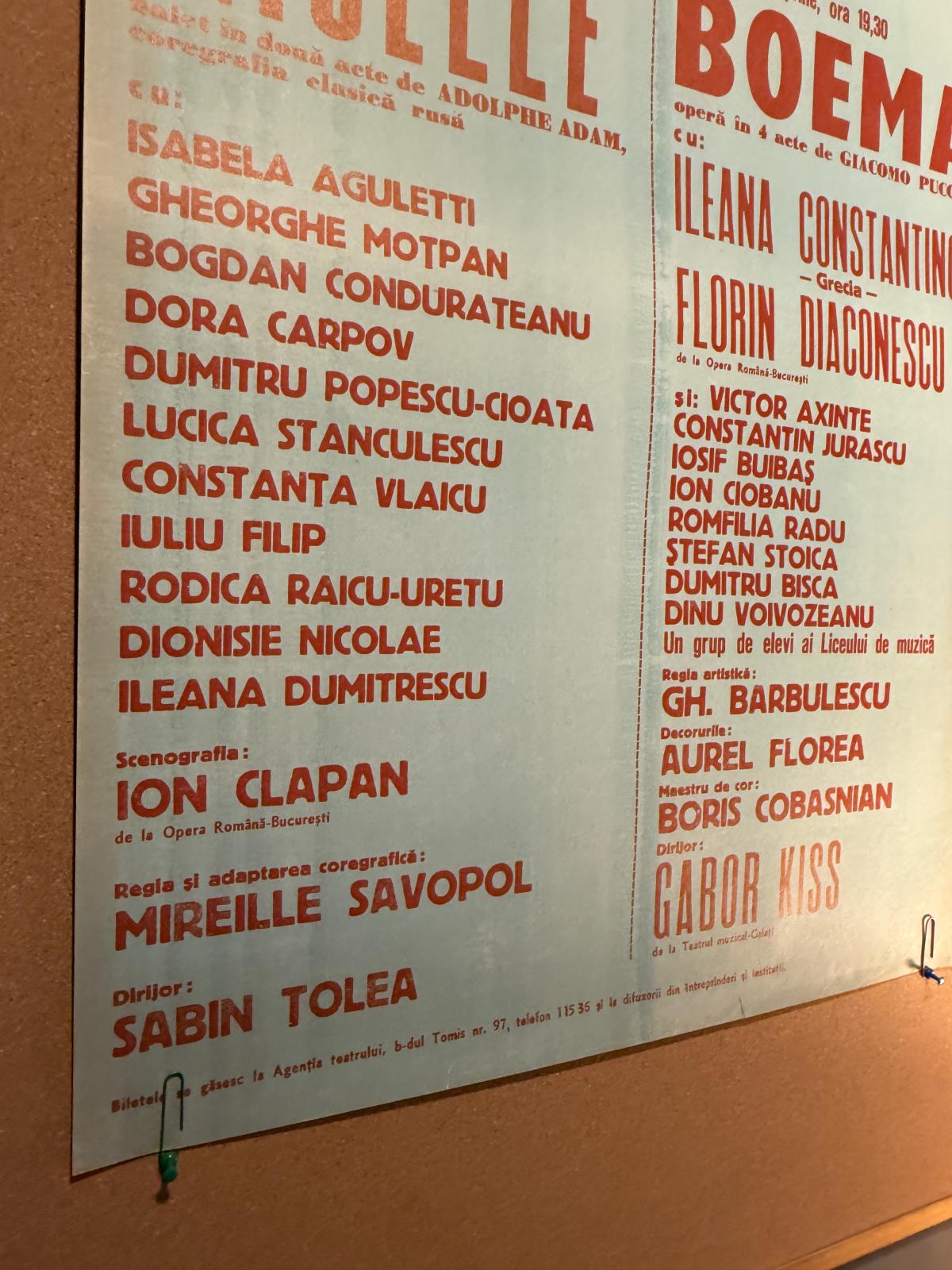 Afiș original al Festivalului Muzicii de Operă și Balet organizat la Teatrul Liric Constanța în 1977, pentru spectacolele Giselle și Boema.