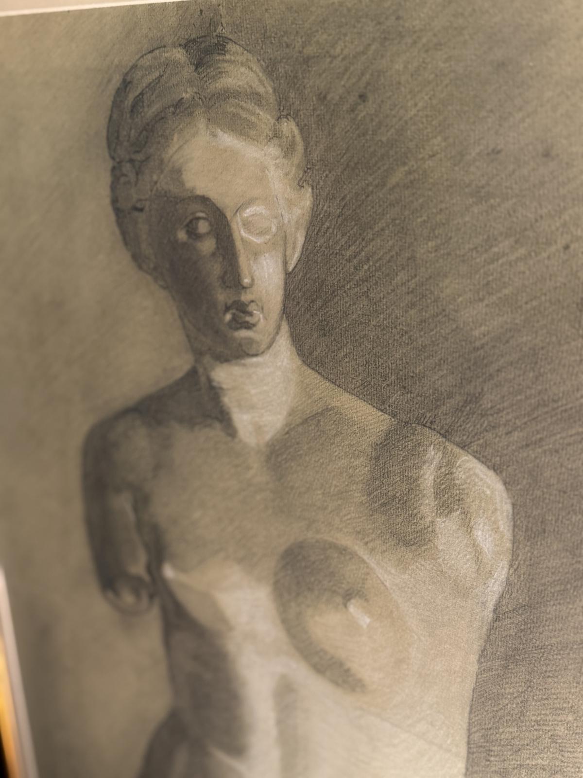 Desen italian original din 1924 reprezentând Venus din Milo. Lucrare semnată, înrămată profesional și protejată cu sticlă antireflex.