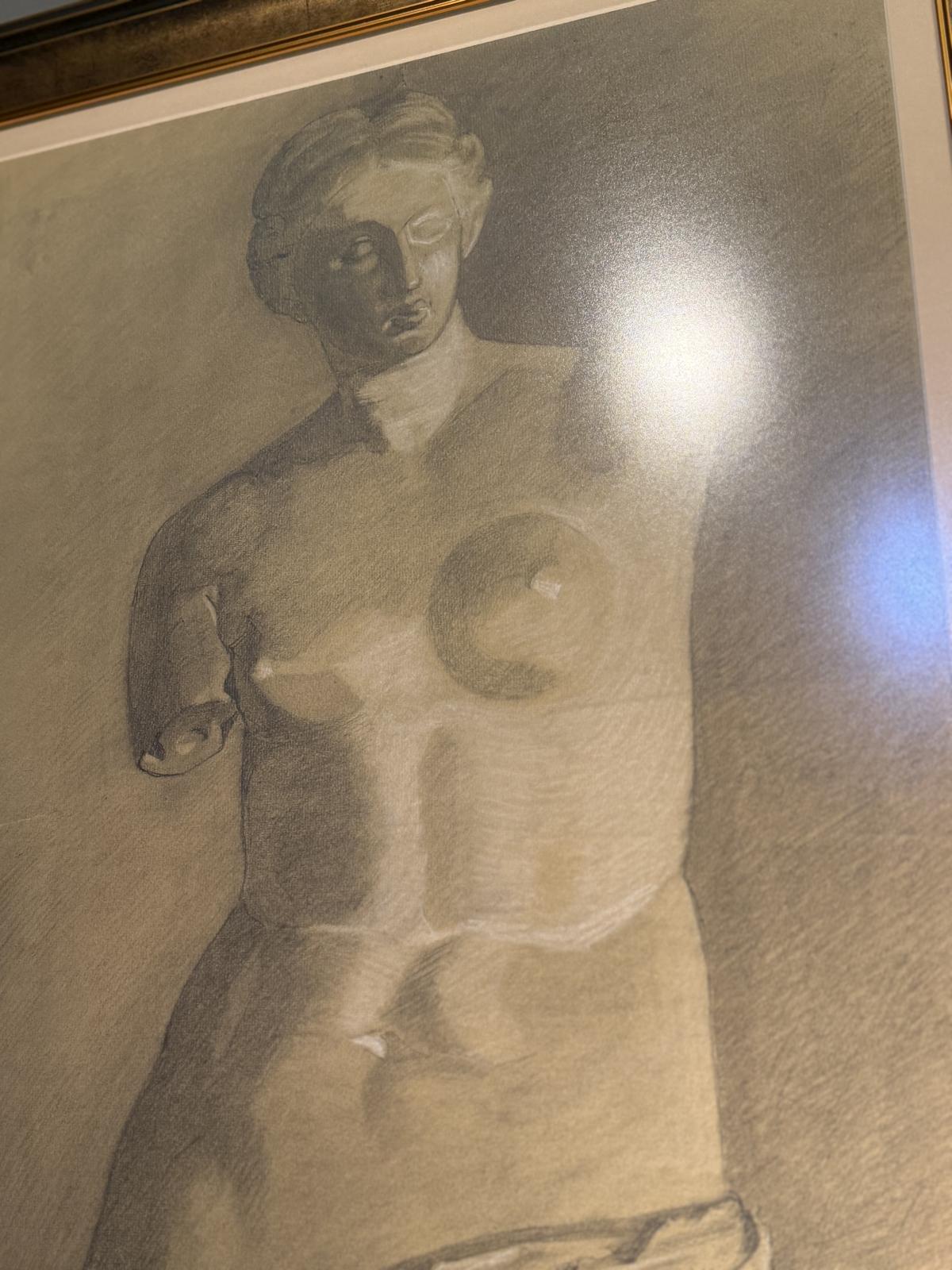 Desen italian original din 1924 reprezentând Venus din Milo. Lucrare semnată, înrămată profesional și protejată cu sticlă antireflex.