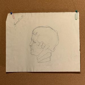 Studiu anatomic italian în creion, reprezentând un profil masculin, datat 3 februarie 1921 și provenit dintr-un lot de lucrări din Bologna.